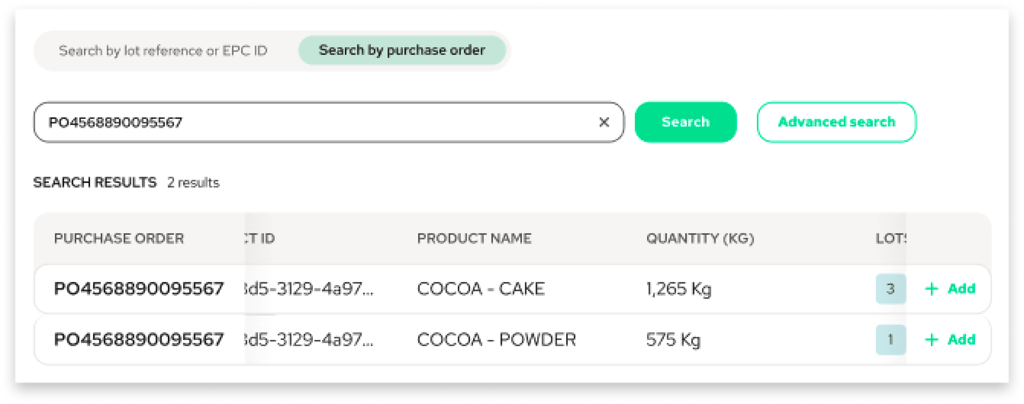 Search by Purchase Reference